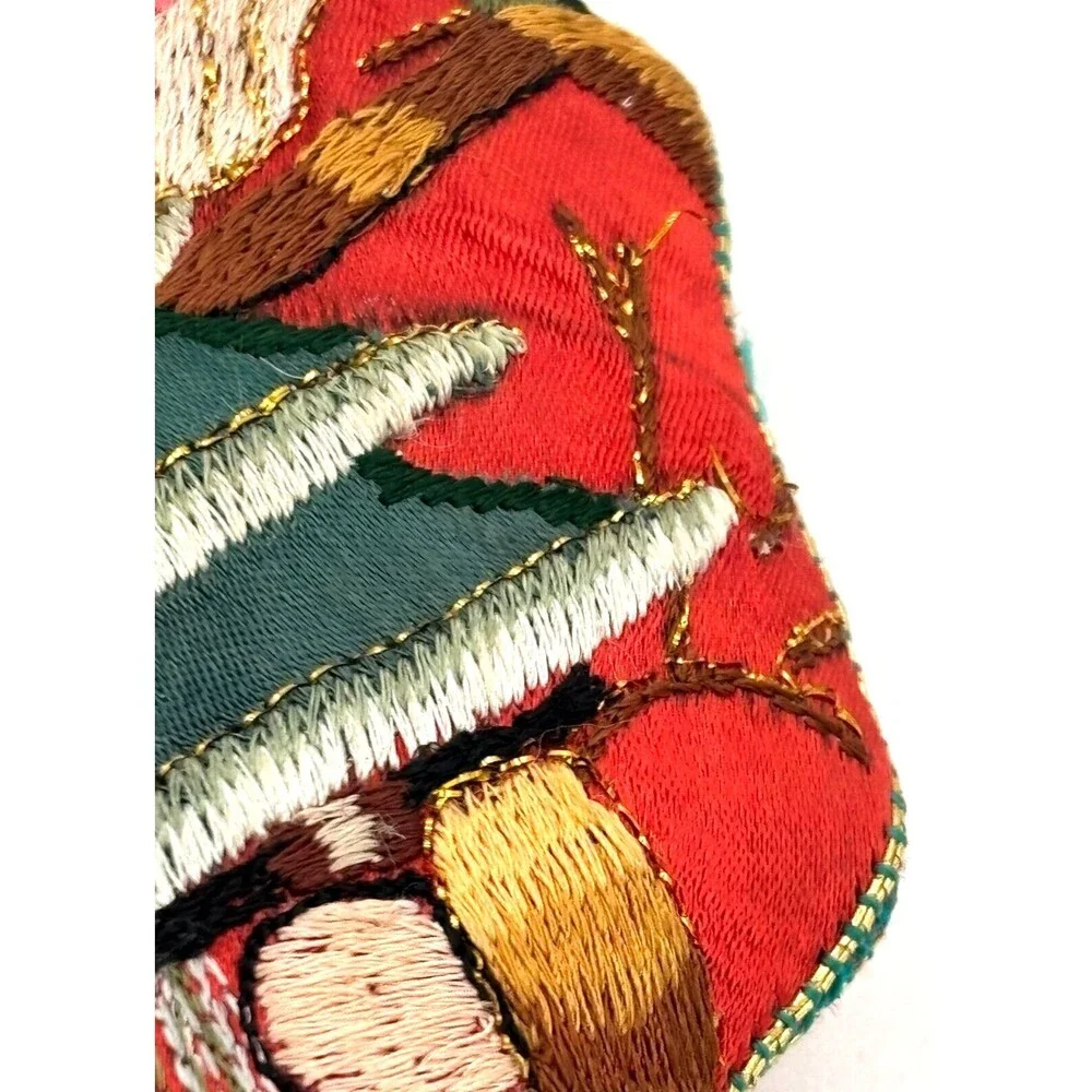Embroidered Cloth Santa Christmas Ornament Stuffed Vintage Two Sided Old World‎